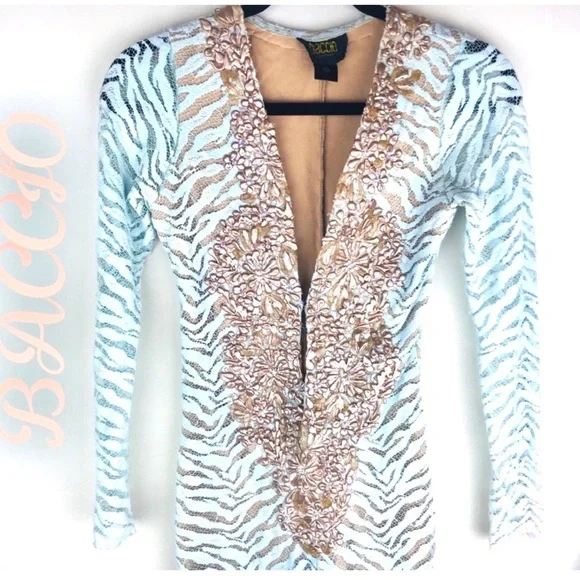 Baccio Couture hand painted romper  size S NWOT - Picture 2 of 9